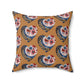 Brown Floral Heart Spun Polyester Square Pillow