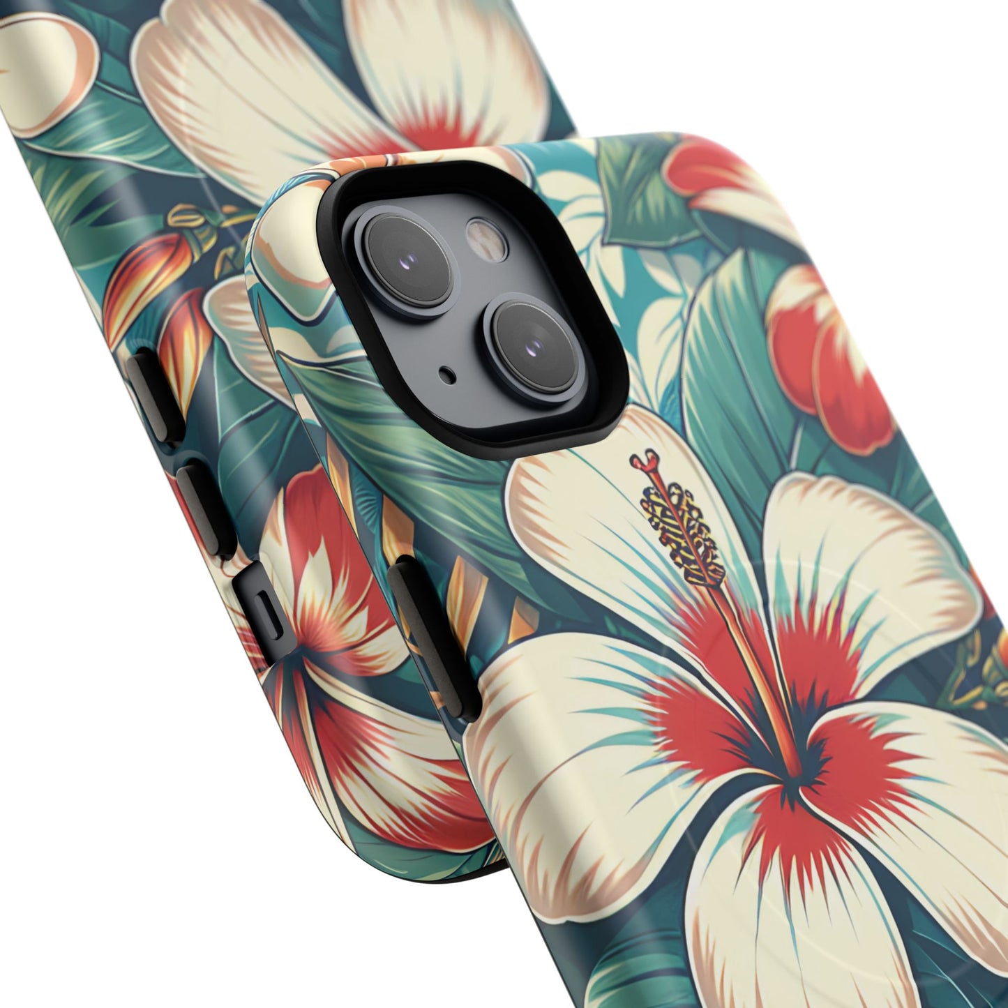 Tough Floral Phone Case, Tropical Hibiscus Design, Gift for Her, Summer Accessory, Customizable Phone Cover
