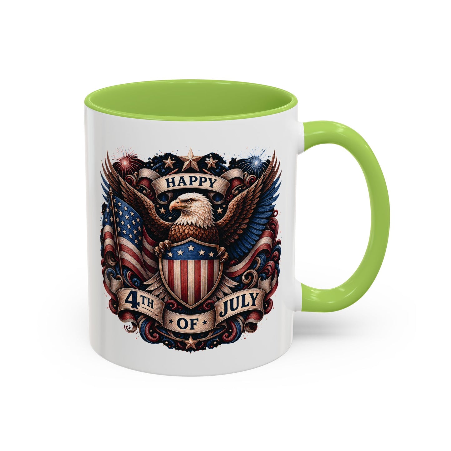 4th of July Eagle Coffee Mug — Patriotic American Flag Accent Mug (11/15oz)
