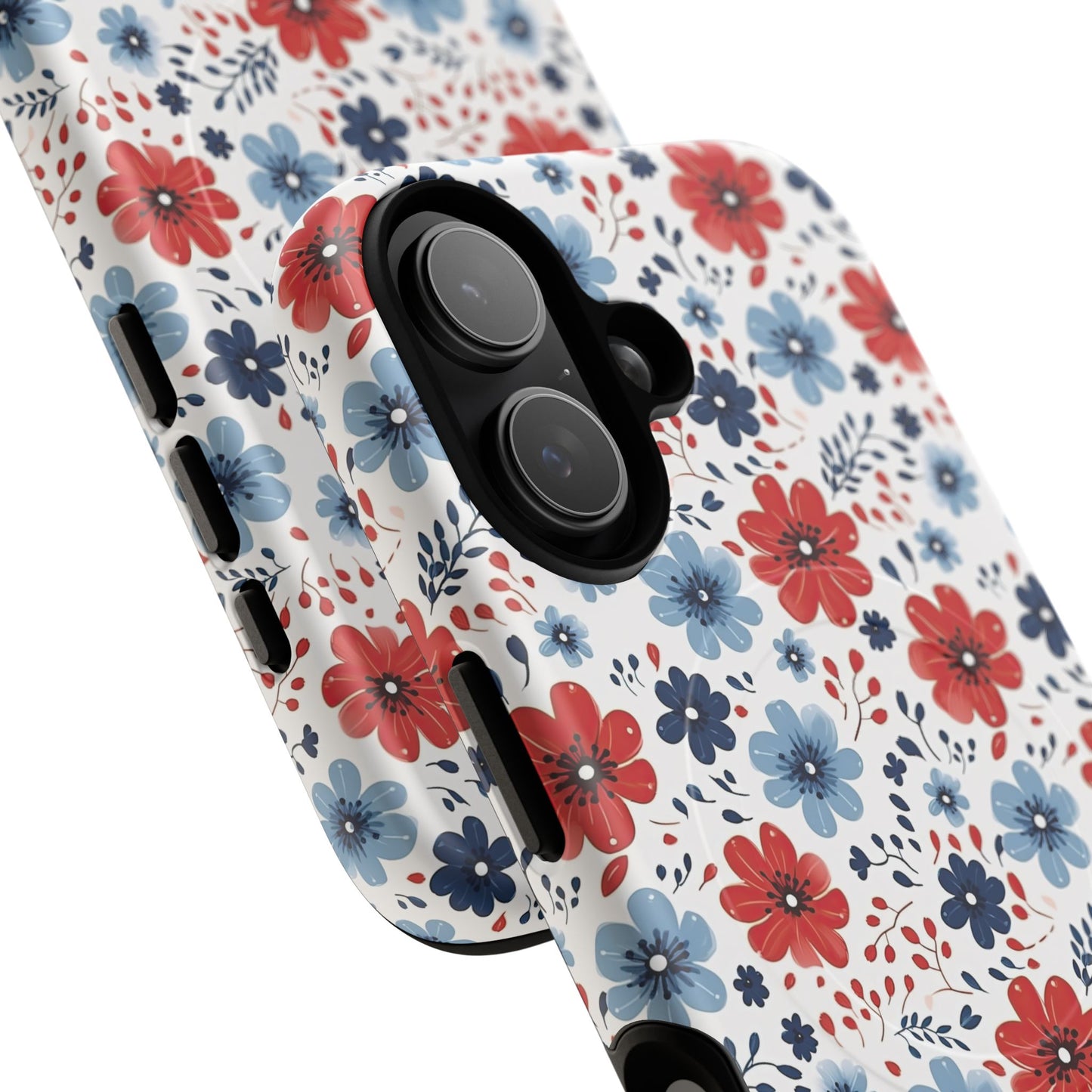 Patriotic Floral Dreams Tough Magnetic iPhone Cases, Durable, Stylish, Gift for Her, Protective Phone Cover, Spring Floral Design