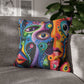Psychedelic Visions Vibrant Abstract Art Pillowcase - Colorful Decorative Faux Suede Cushion Cover