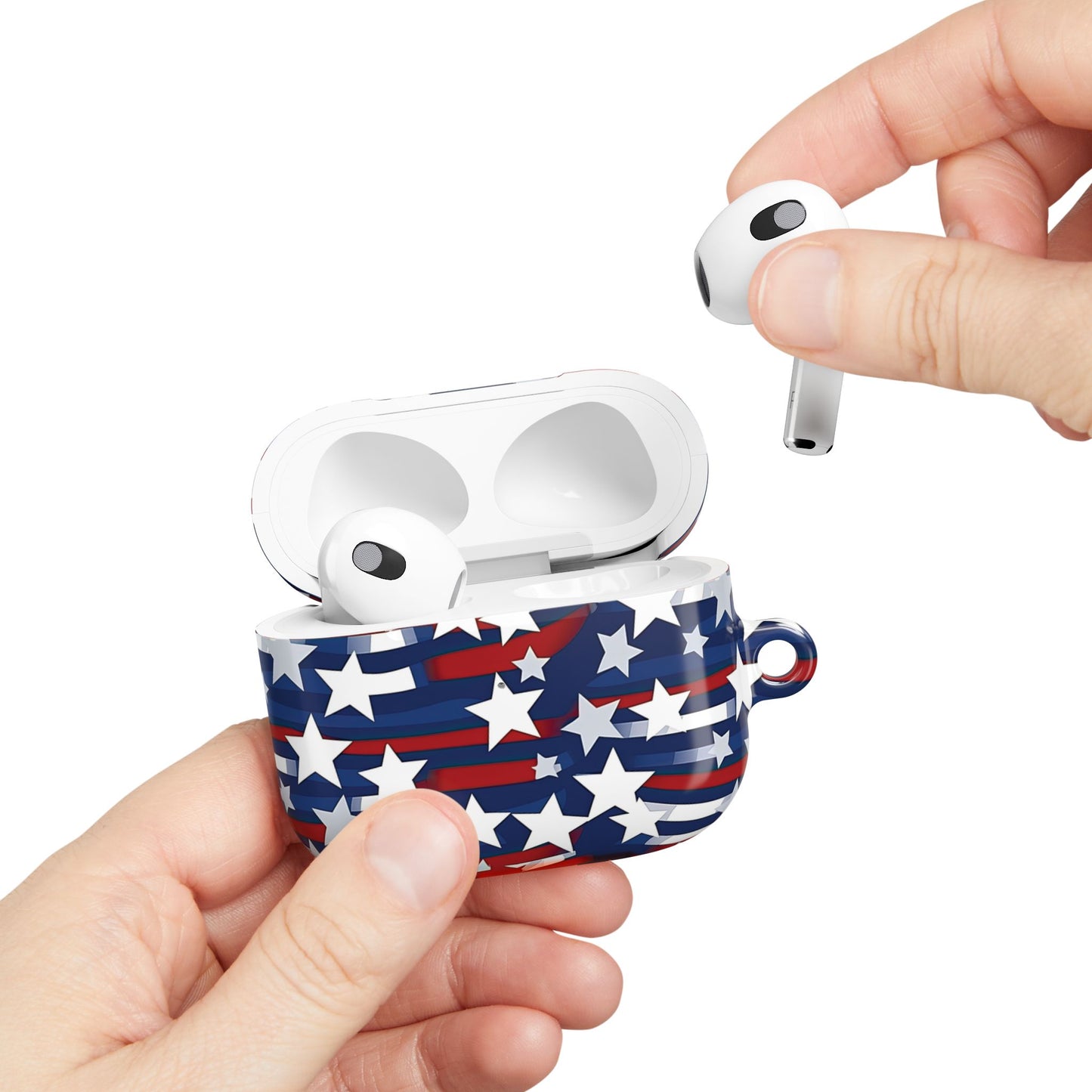 Patriotic Waves AirPod Case – Stars & Stripes Design, Mother’s, Father’s Day Gifts, Anniversary Gifts.