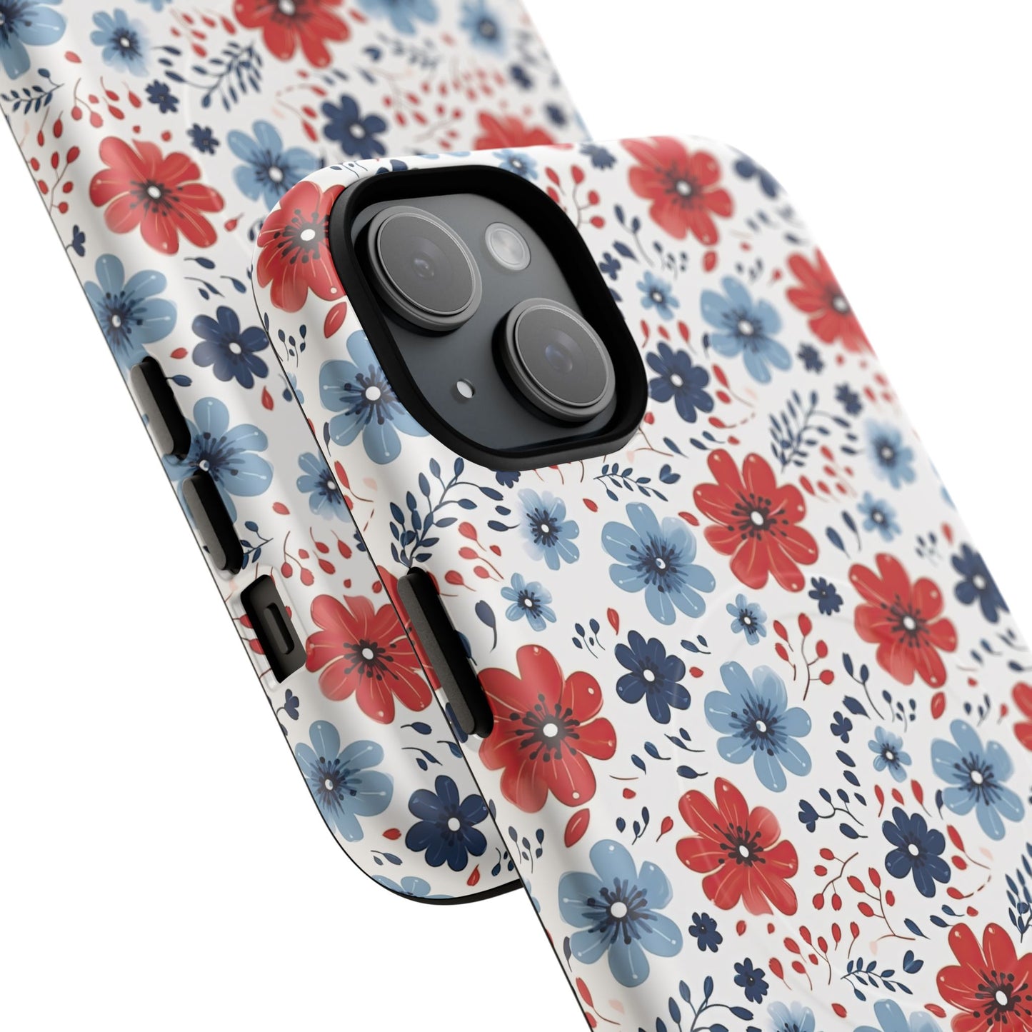Patriotic Floral Dreams Tough Magnetic iPhone Cases, Durable, Stylish, Gift for Her, Protective Phone Cover, Spring Floral Design