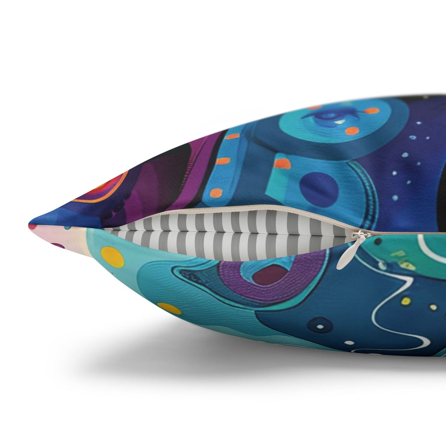 Psychedelic Visions Vibrant Abstract Art Pillowcase - Colorful Decorative Faux Suede Cushion Cover