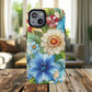 Botanical Radiance Tough iPhone Magnetic Case, Customizable Durable iPhone Cover | Ideal Gift for Nature Lovers, Floral Stained Glass Gift