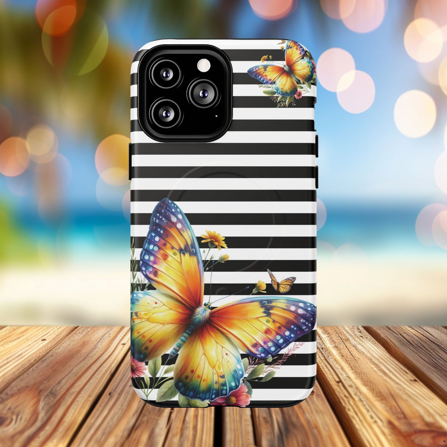Botanic Flight Tough iPhone Magnetic Cases, Floral iPhone Cover, Stylish Tech Accessory, Gift for Nature Lovers, Butterfly Design, Unique Phone Protector