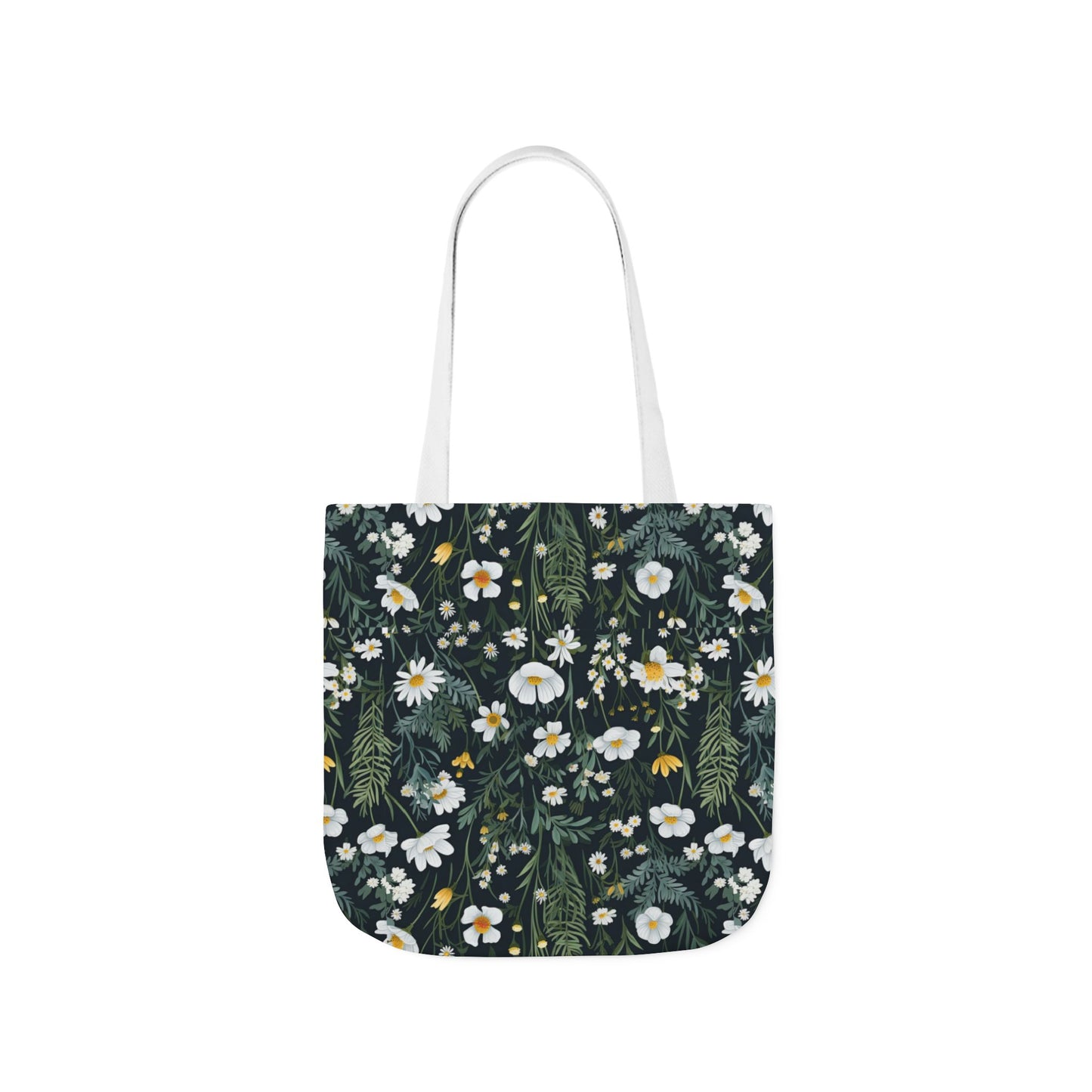 Daisy Delight Floral Canvas Tote Bag with 5-Color Straps | Eco-Friendly Shopping Bag