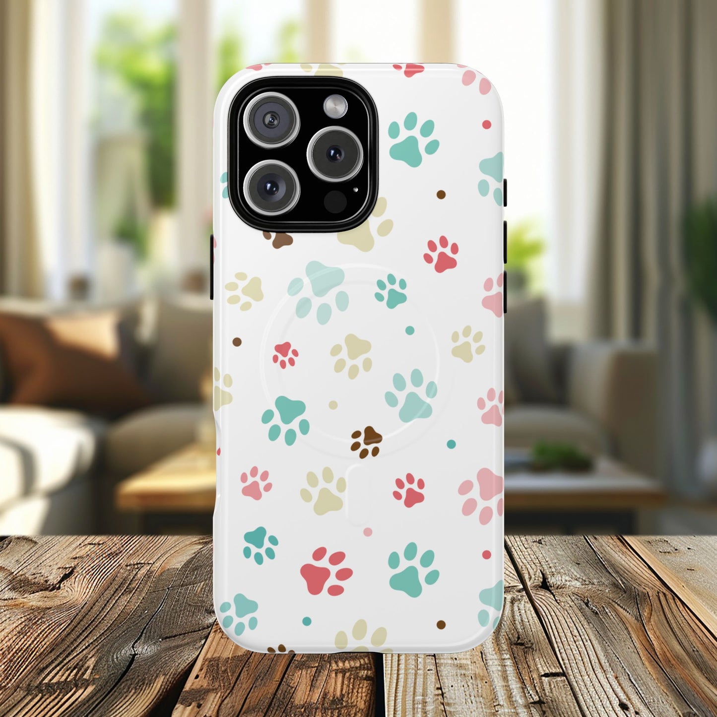 Pet Lover Magnetic iPhone Case - Cute Paw Print Design, Tough Magnetic Cases for Dog and Cat Owners, Gift for Animal Lovers