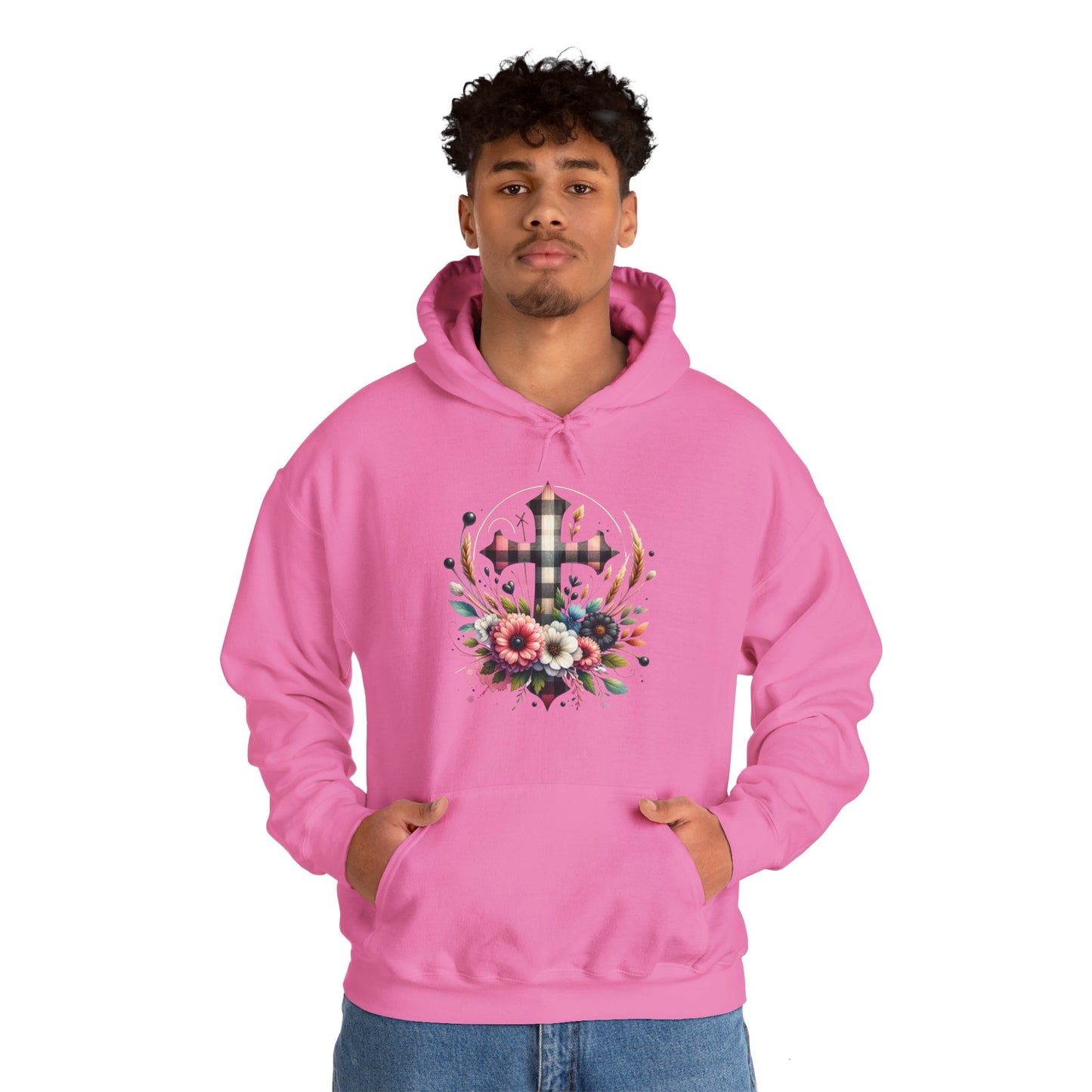 Faith and Floral Cross Unisex Gildan Hoodie Sweatshirt