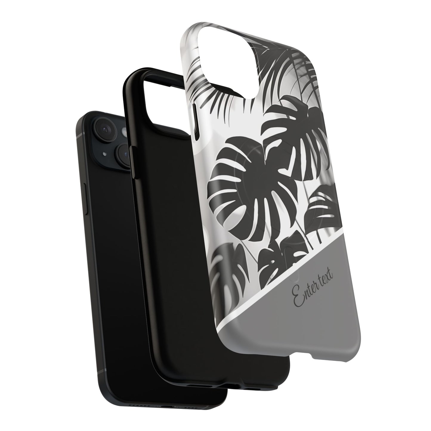 Personalized Monochrome Monstera Tropical Phone Case - Tough Magnetic MagSafe® Cases, Gifts for Nature Lovers, Stylish Phone Accessories, Gifts for Her.