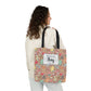 Personalized Brown Doodle Daydream Composition Book Inspired Canvas Tote Bag with Colorful Straps, Cute School Bag, Eco-Friendly Tote, Back to School Shopping Bag, Teacher Gift Idea