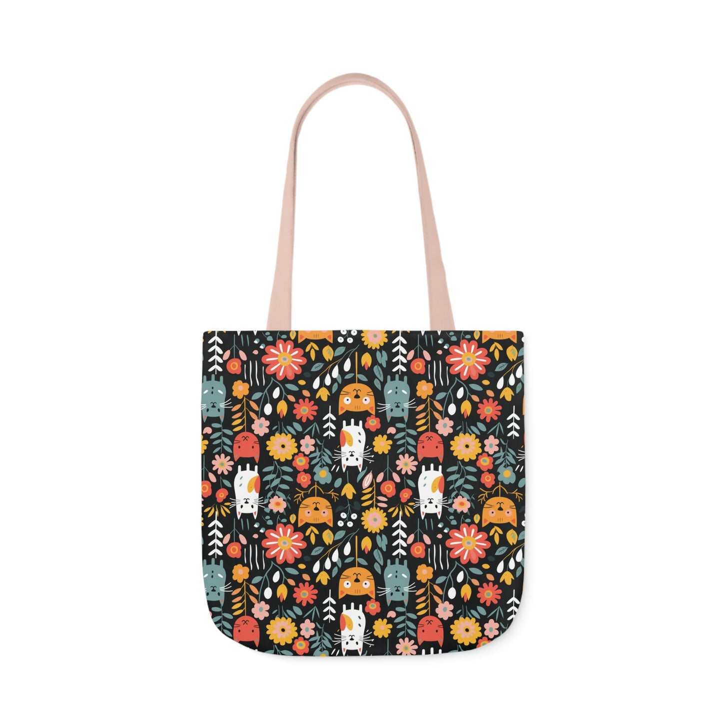 Whimsical Feline Garden Canvas Tote Bag