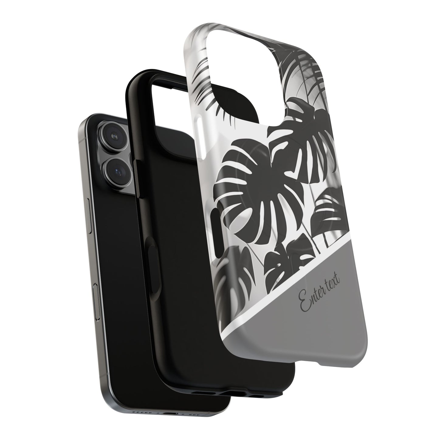 Personalized Monochrome Monstera Tropical Phone Case - Tough Magnetic MagSafe® Cases, Gifts for Nature Lovers, Stylish Phone Accessories, Gifts for Her.