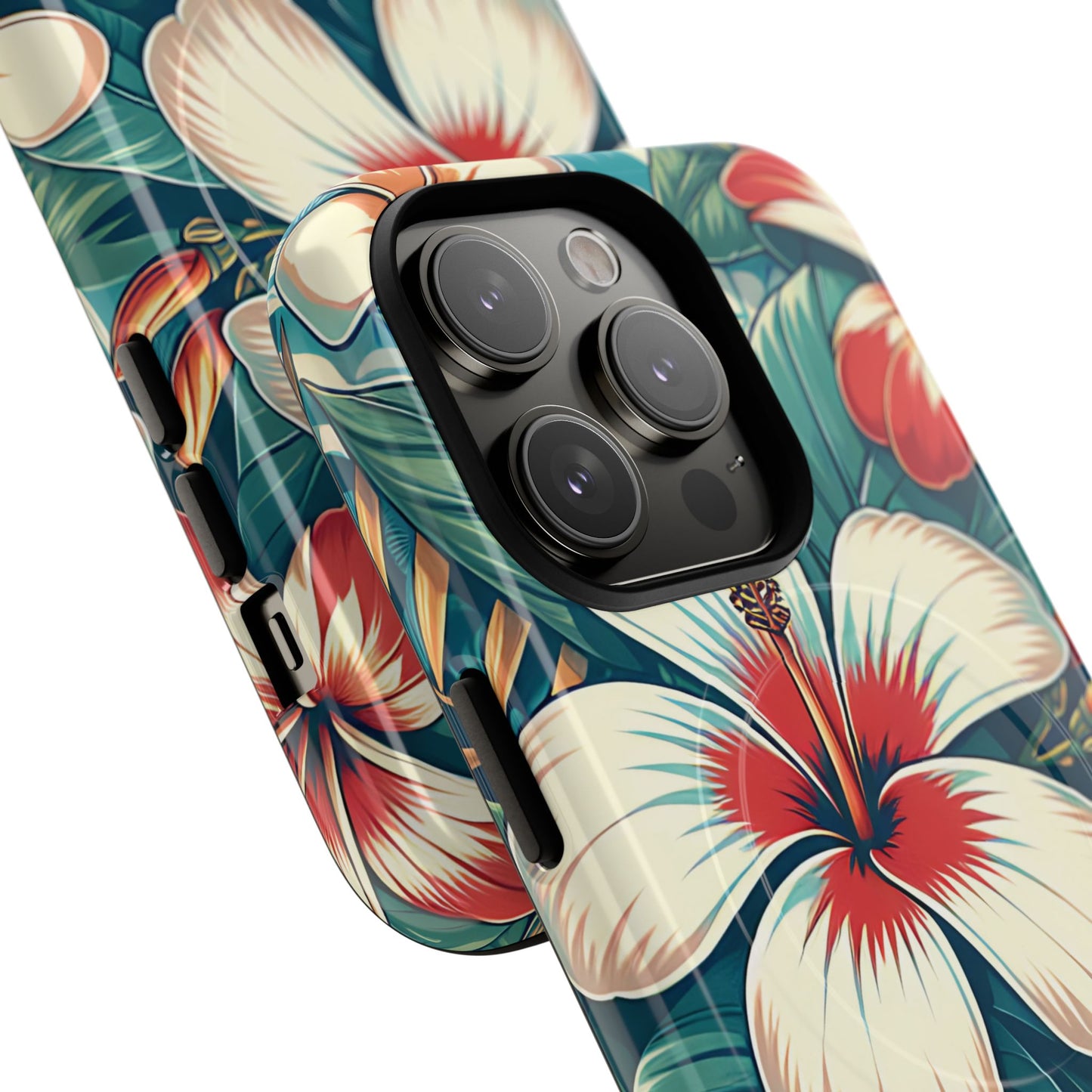 Tough Floral Phone Case, Tropical Hibiscus Design, Gift for Her, Summer Accessory, Customizable Phone Cover