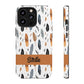 Personalized Whispering Feathers Samsung, Google Pixel and iPhone Case, Custom Name Case.