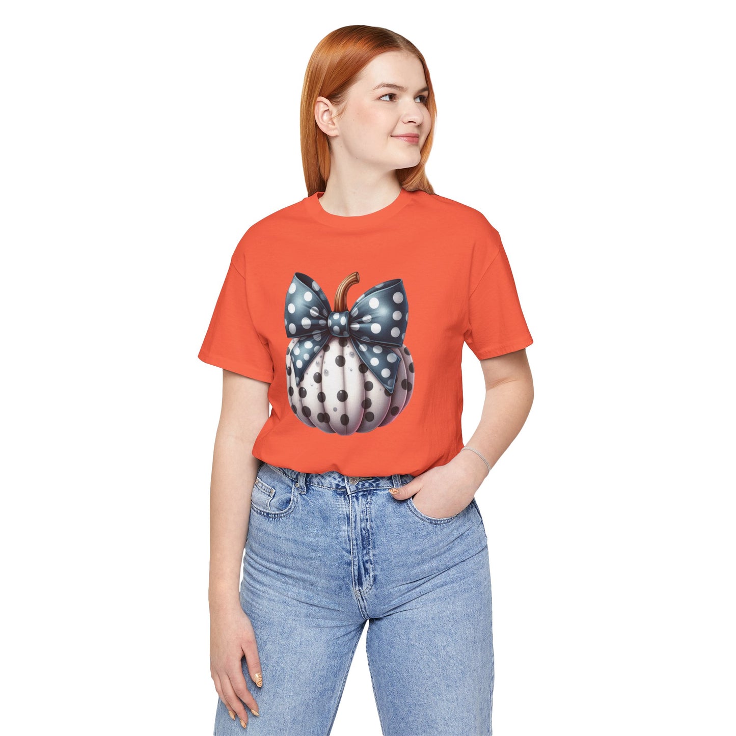 Polka Dot Pumpkin Charm Unisex Jersey Short Sleeve Tee