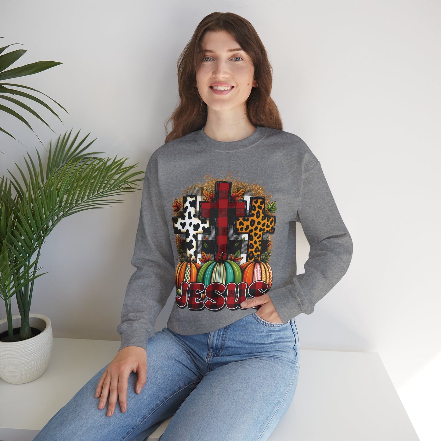 Faithful Harvest Cross Unisex Heavy Blend™ Crewneck Sweatshirt