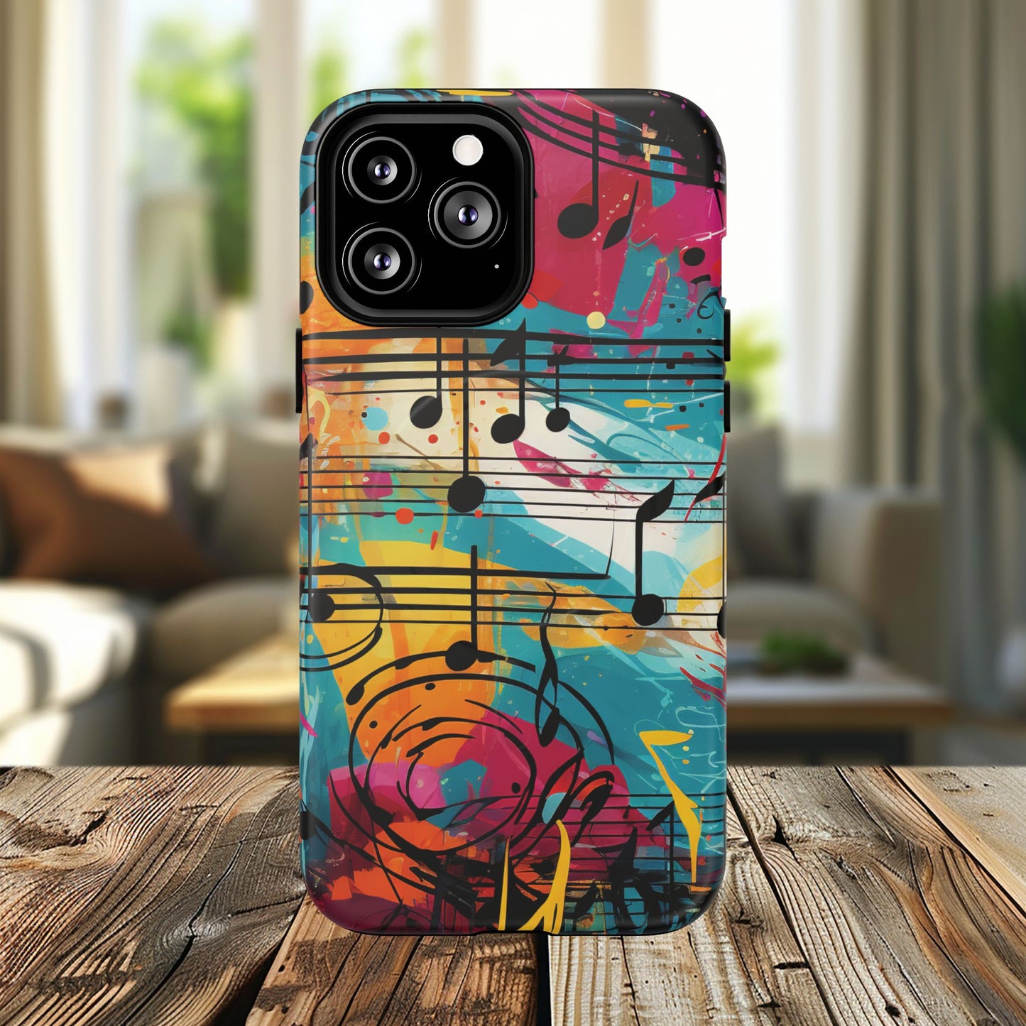Vibrant Music Note Phone Case, Tough Magnetic Case, Music Lover Gift, Colorful Phone Accessory, Customizable Phone Cover, Unique Gift Idea