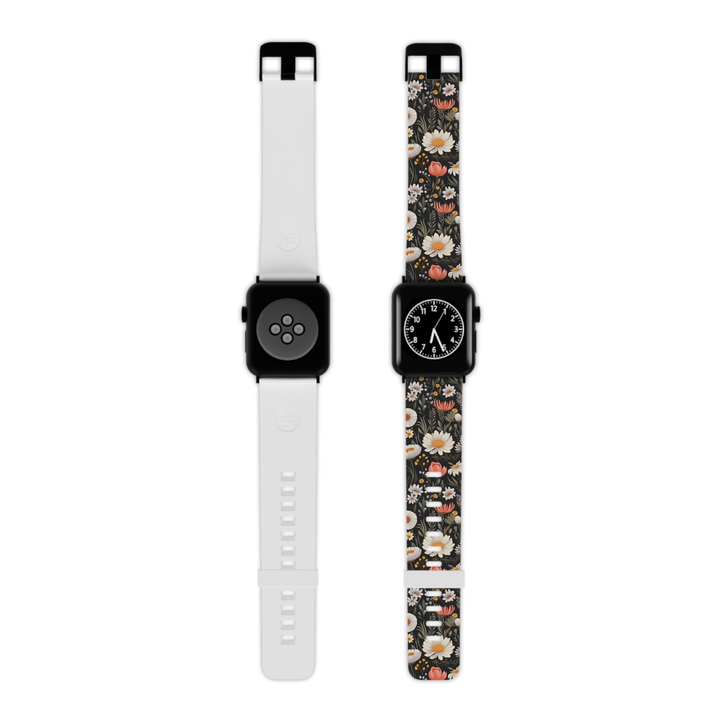 Blossom Elegance: Noir Garden Floral Pattern Apple Watch Band - Stylish & Comfortable