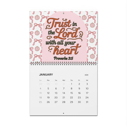 Inspirational Scripture Wall Calendar 2026 — Christian Bible Verse Monthly Calendar
