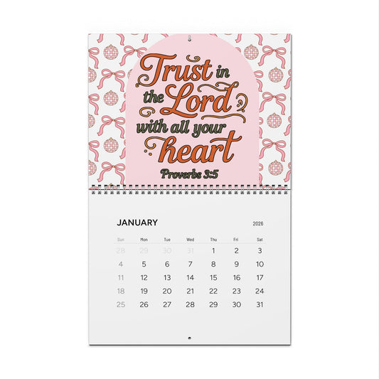 Inspirational Scripture Wall Calendar 2026 — Christian Bible Verse Monthly Calendar