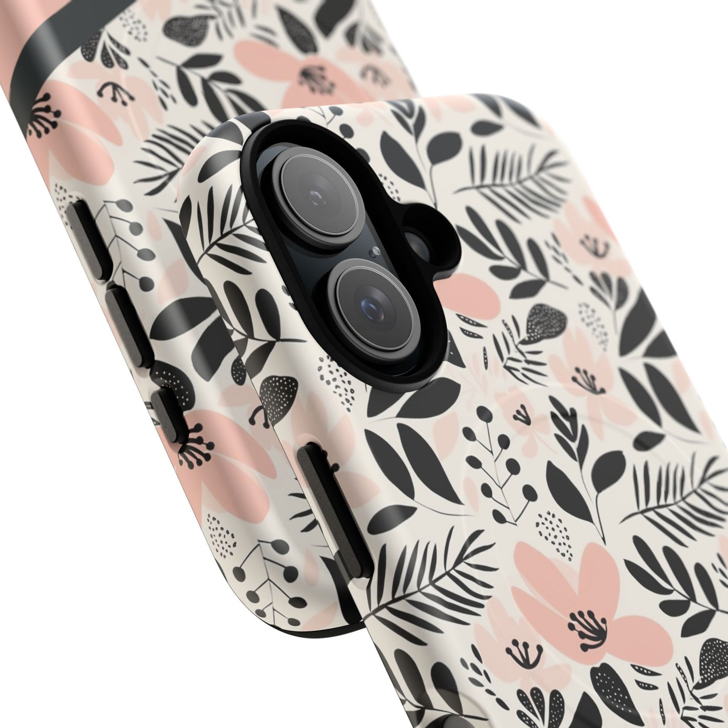 Personalized Floral Blush Garden Whisper Tough Magnetic MagSafe® iPhone® 13, 14, 15, 16, 17, Pro, Pro Max, Plus Cases (Custom Name).