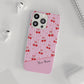 Personalized Cherry Blossom Dreams Flexi Case — Pink Retro Cherry iPhone® 7/8, 11, 12, 13, 14, 15, 16, 17, X/XS, SE, XR, Mini, Pro, Pro Max, Plus Cases.