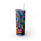 Psychedelic Visions Skinny Tumbler with Straw, 20oz
