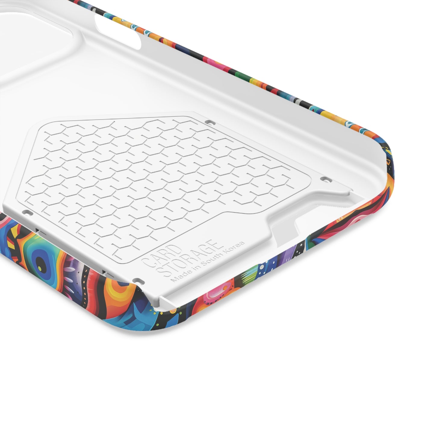 Psychedelic Visions Phone Case with Card Holder - Colorful and Stylish Design for Creatives