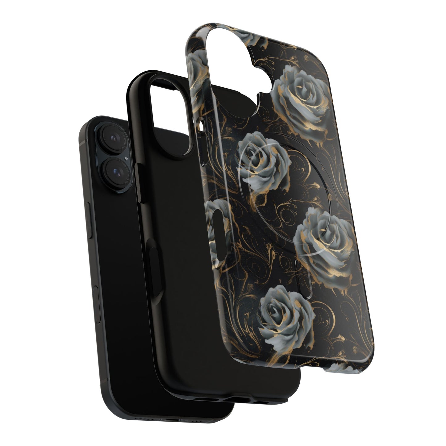 Midnight Bloom Tough iPhone Magnetic Cases,  iPhone 14, iPhone 15, iPhone 16, Pro, Pro Max, Plus MagSafe Case, Protective Tech Accessories, Gift for Her, Floral Design
