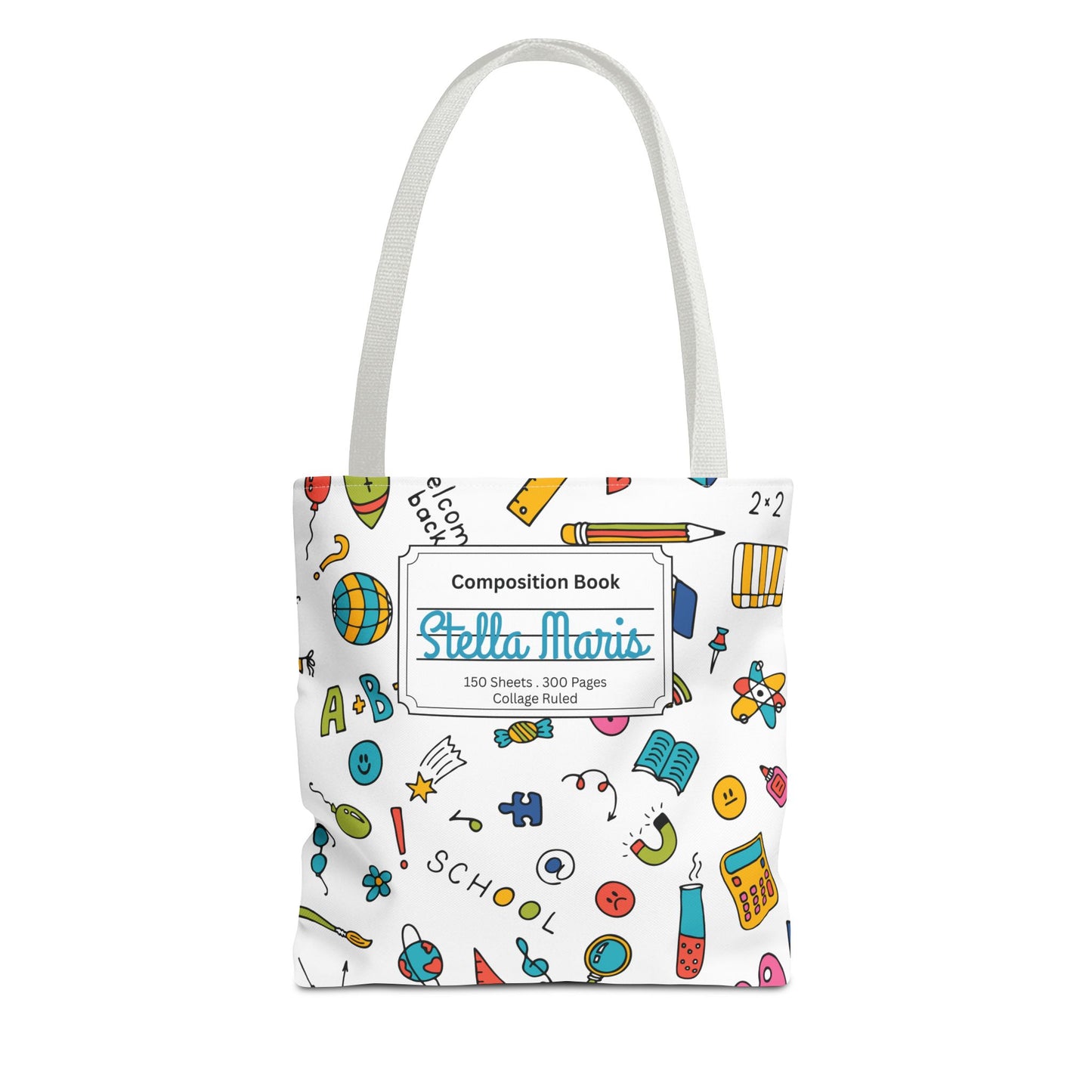 Personalized Classroom Couture Composition Book Inspired Tote Bag, Back to School Tote, Teacher Gift, Kids Bag, Custom Name Bag, Educational Accessories, Back to School Tote Bag.