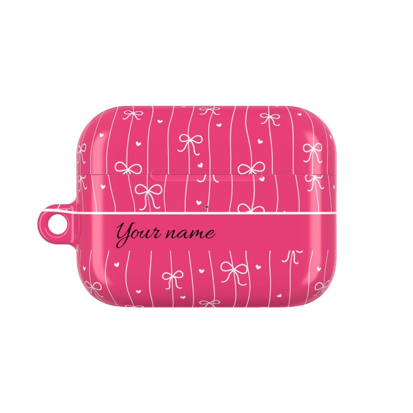 Personalized Pink Bow Coquette AirPod Cases — Custom Name Protective Cover