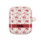 Personalized Rosette Coquette Floral AirPods Pro Gen 1, 2 and Airpods Gen 1, 2, 3, 4 Case — Red Bow Pattern with Custom Name Text.