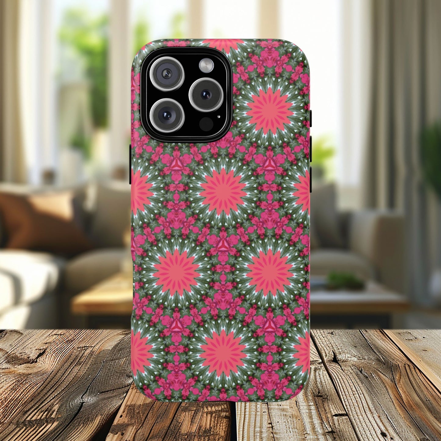 Floral KaleidoBloom iPhone Case, Tough Magnetic Cases, Floral iPhone Cover, Stylish Tech Accessory, Durable Design, Vibrant Gift Idea