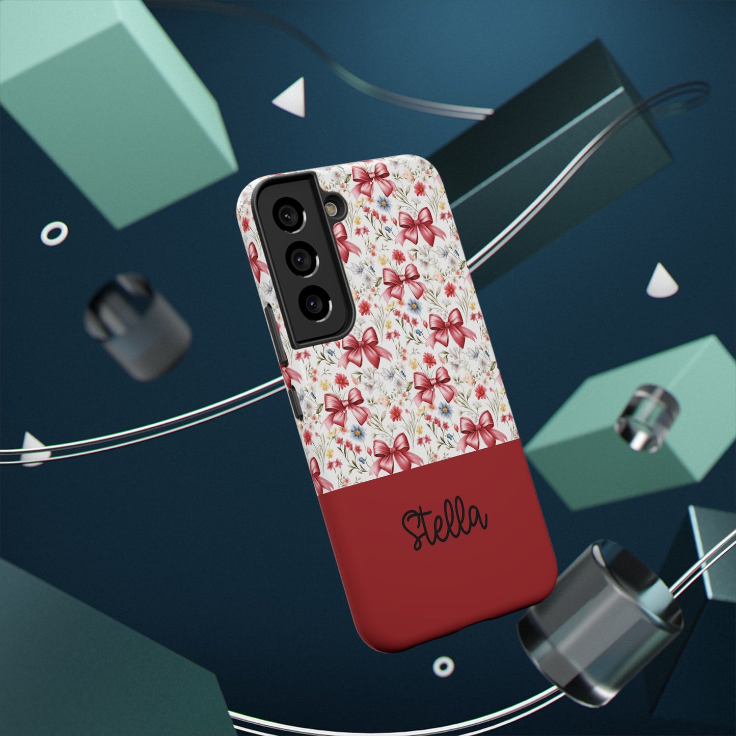 Personalized Rosette Coquette Floral Bow iPhone and Samsung Impact-Resistant Case — Custom Name Case