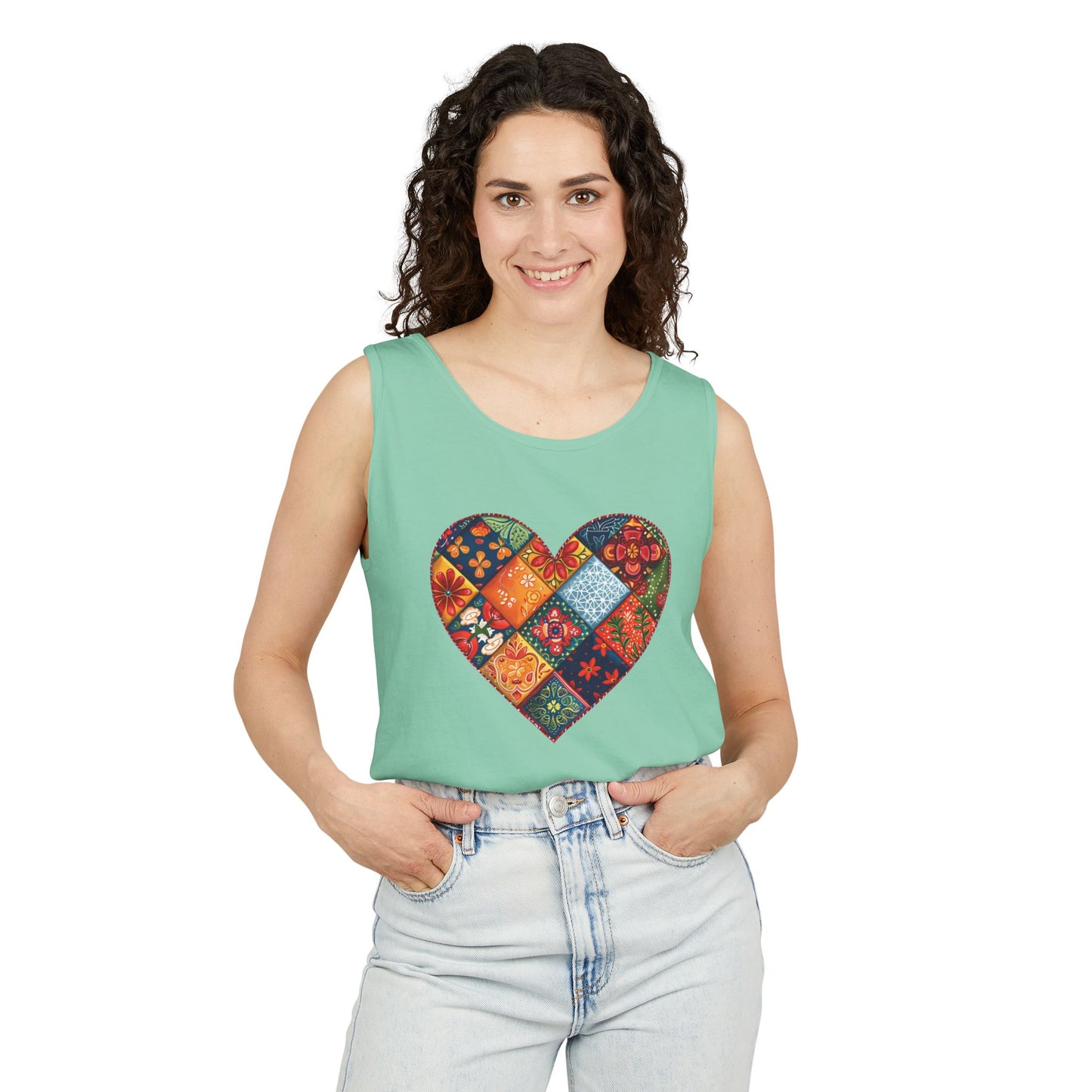 Patched Hearts Unisex Garment-Dyed Tank Top