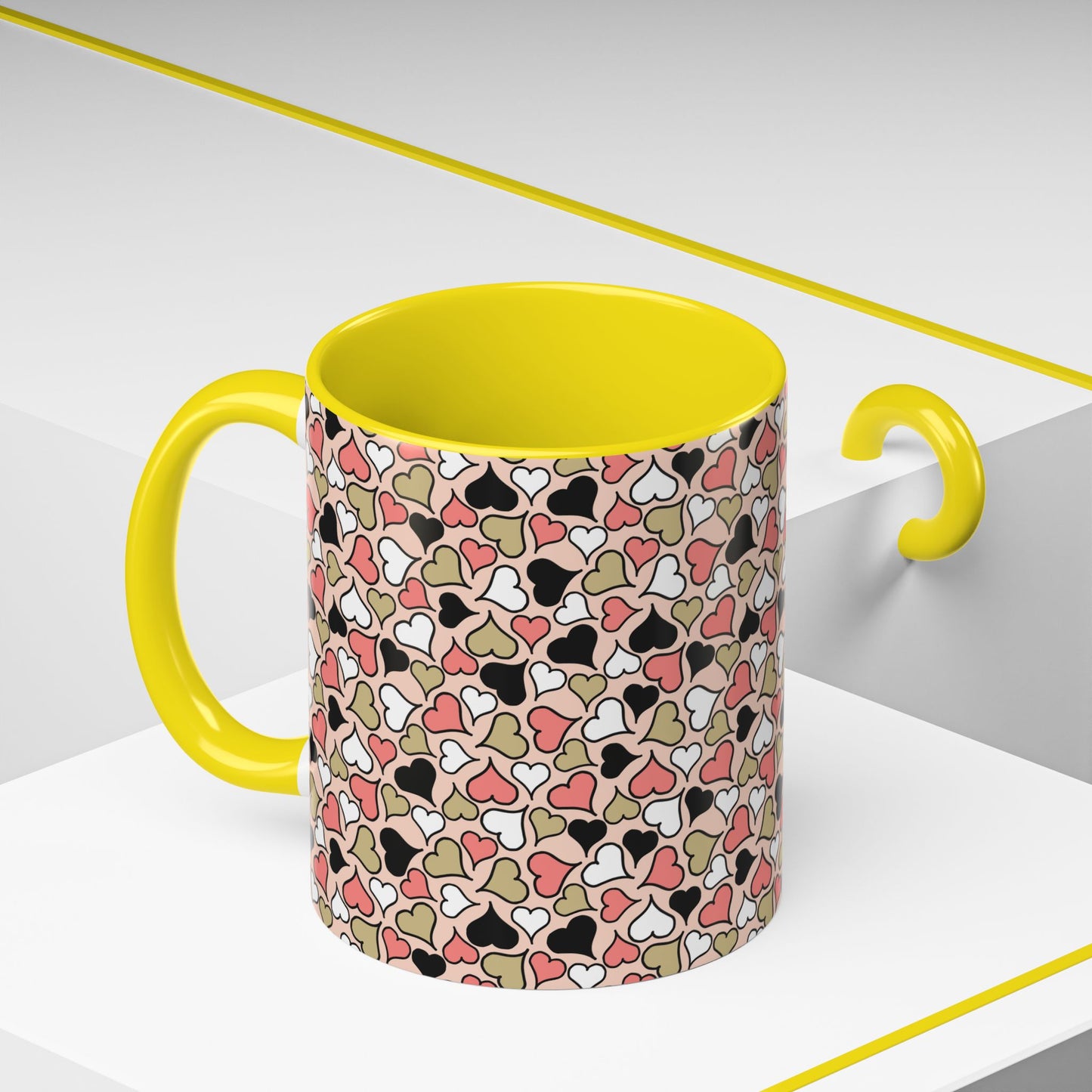 Colorful Heart Pattern Coffee Mug - Perfect Gift for Love & Friendship