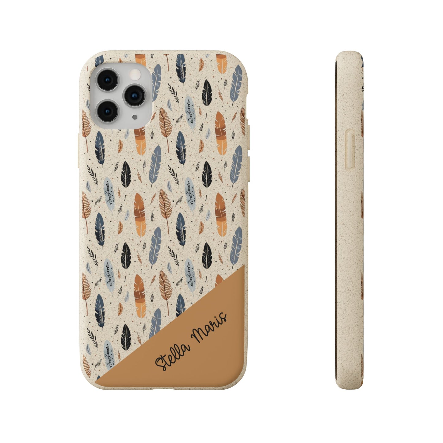 Personalized Whispering Feathers Samsung and iPhone Biodegradable Case, Custom Name Case.
