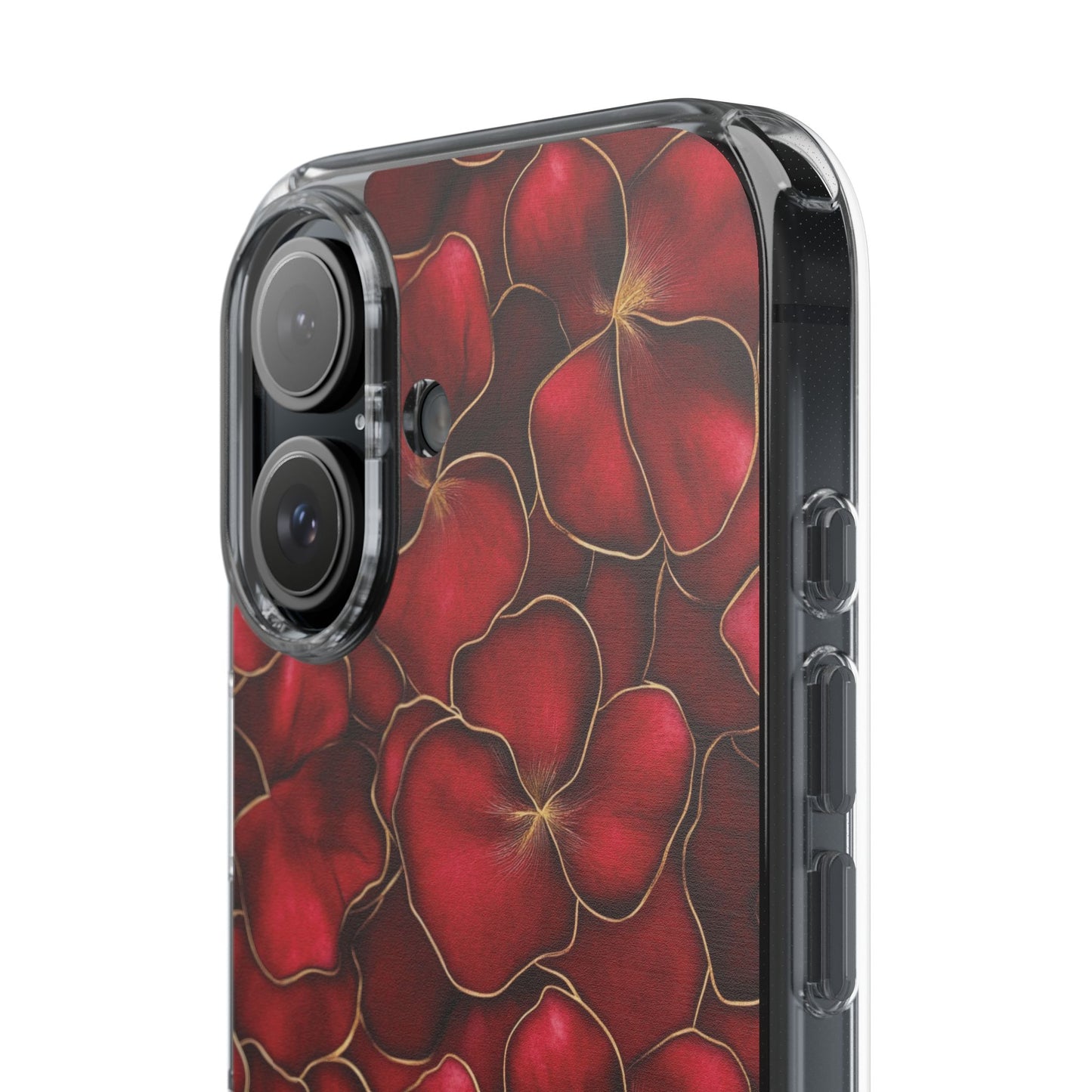 Velvet Petal Noir Floral Petal Clear Impact-Resistant iPhone and Samsung Case.