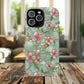 Aqua Bloom Serenity Tough iPhone Magnetic Cases, Cute Flower Design, Stylish Protection, Gift for Her, Trendy Accessories, iPhone MagSafe Accessory.