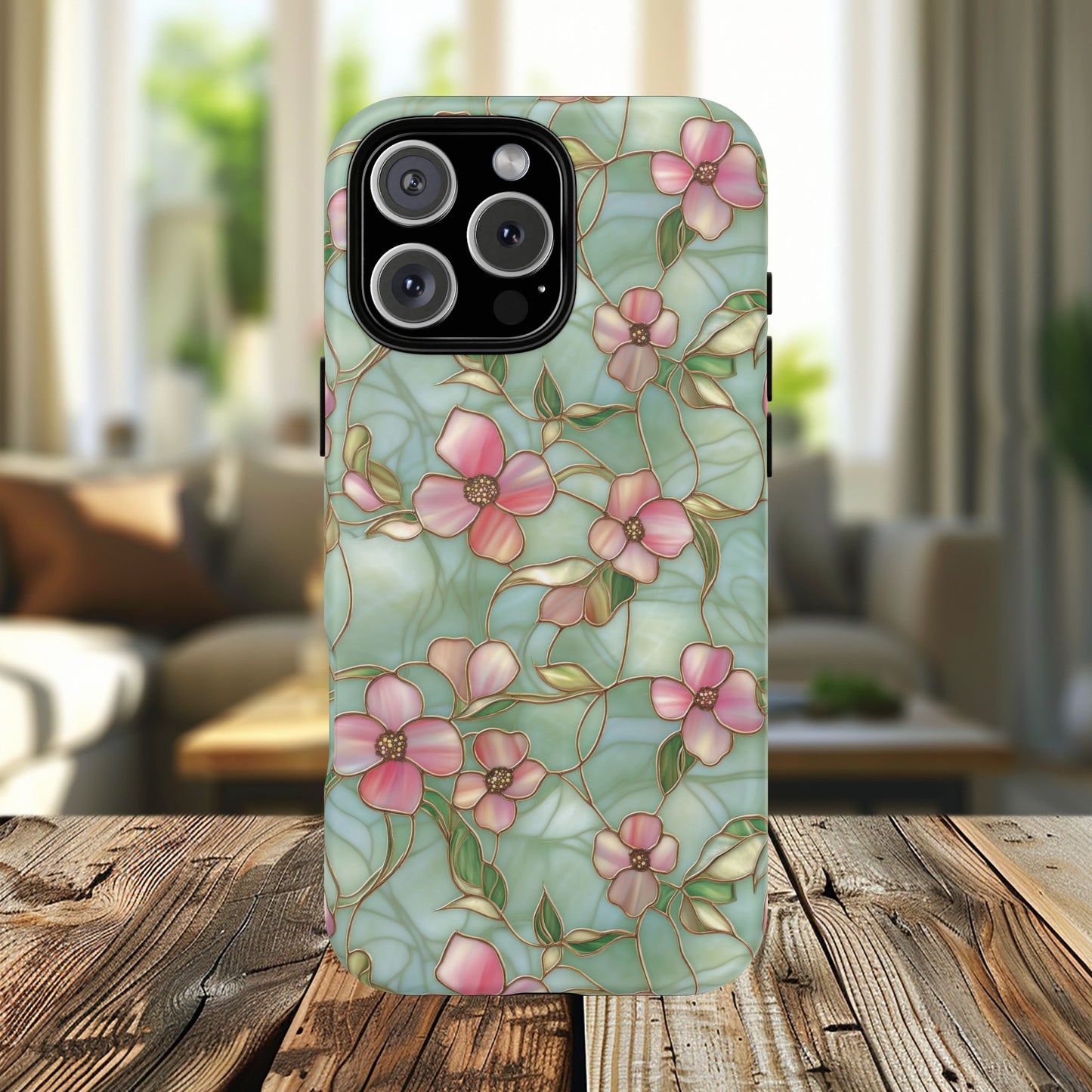 Aqua Bloom Serenity Tough iPhone Magnetic Cases, Cute Flower Design, Stylish Protection, Gift for Her, Trendy Accessories, iPhone MagSafe Accessory.