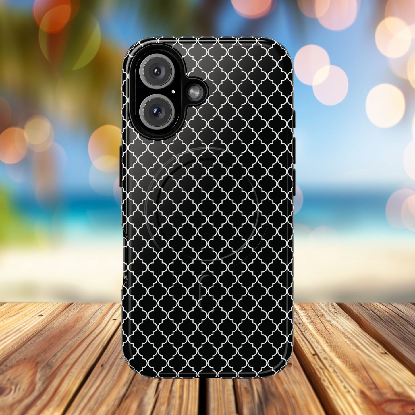 Noir Mosaic Tough iPhone Magnetic Case, Geometric Patterned Case, Durable iPhone Cover, Unique Tech Accessories, Perfect Gift for Him/Her