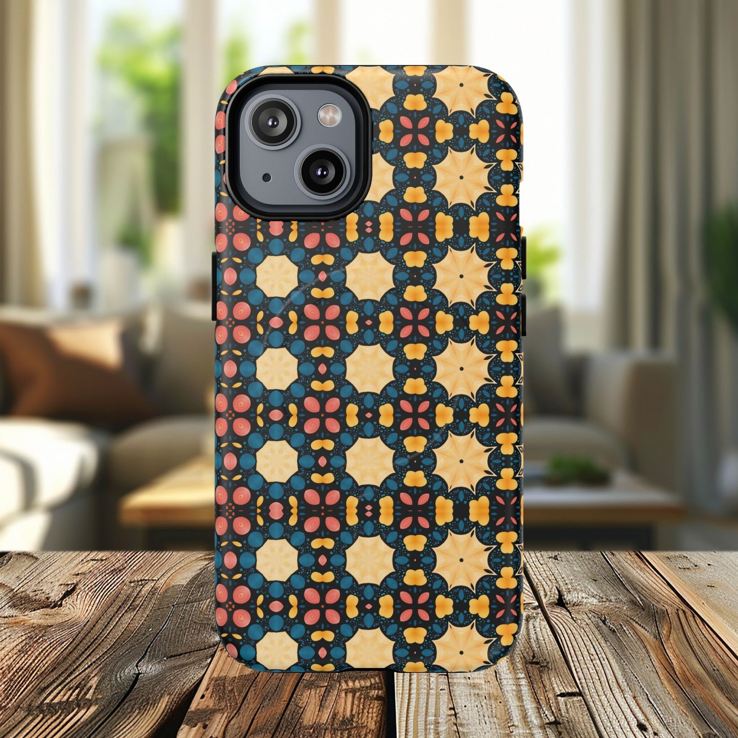 Celestial Spice Tiling Colorful Tough Magnetic iPhone Case, Unique iPhone Cover, Artistic Mobile Shell, Durable Design Accessory, Trendy Gift Idea, MagSafe® iPhone Case.
