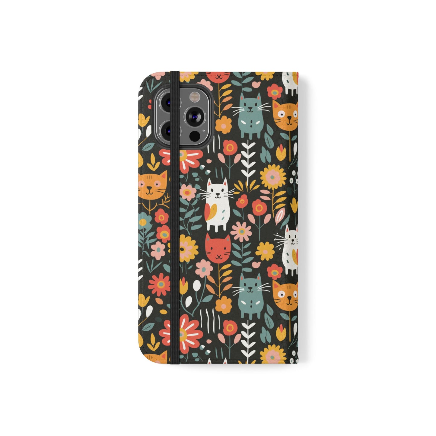 Whimsical Feline Garden iPhone and Samsung Flip Cases