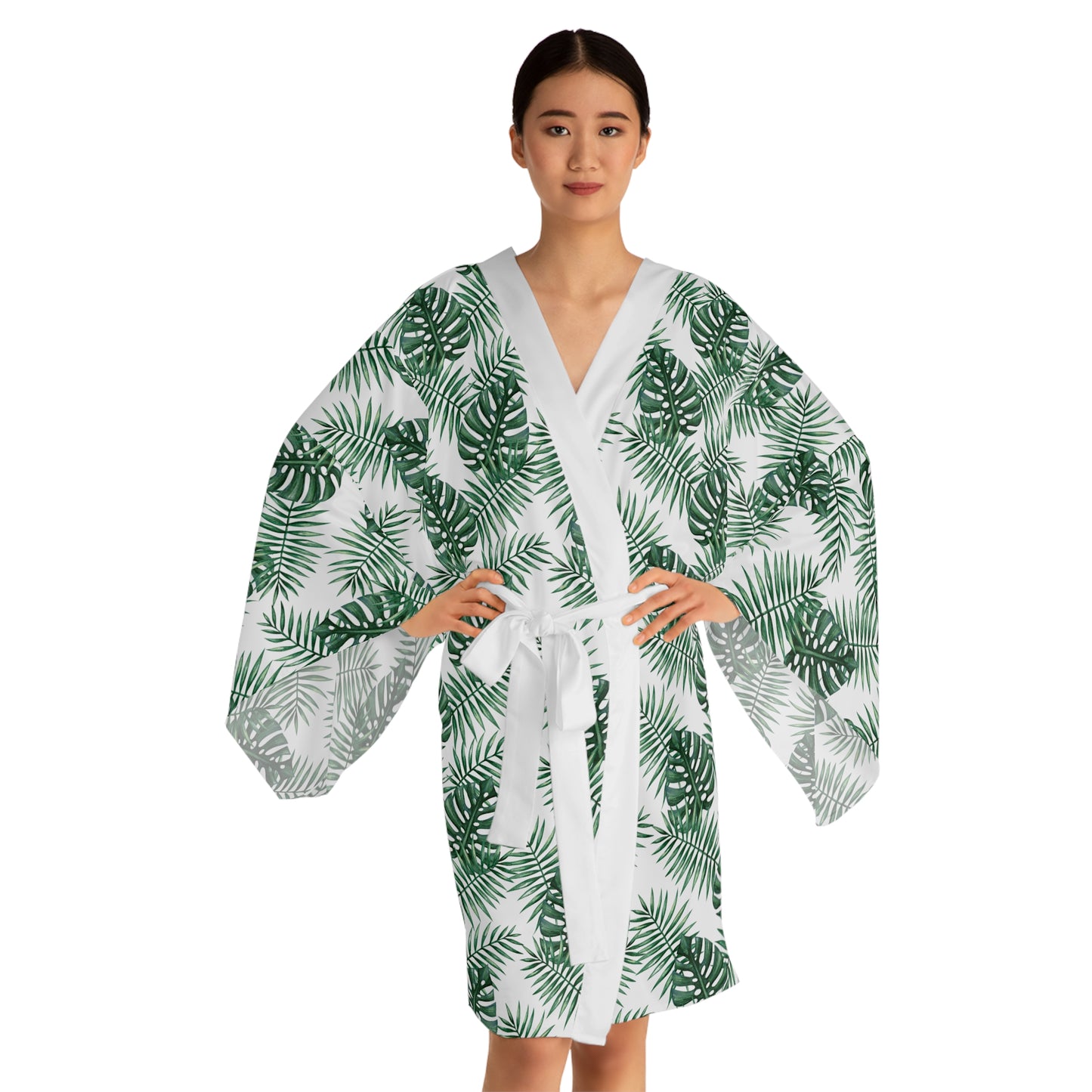 White Tropical Bliss Serenity Kimono Robe (AOP)