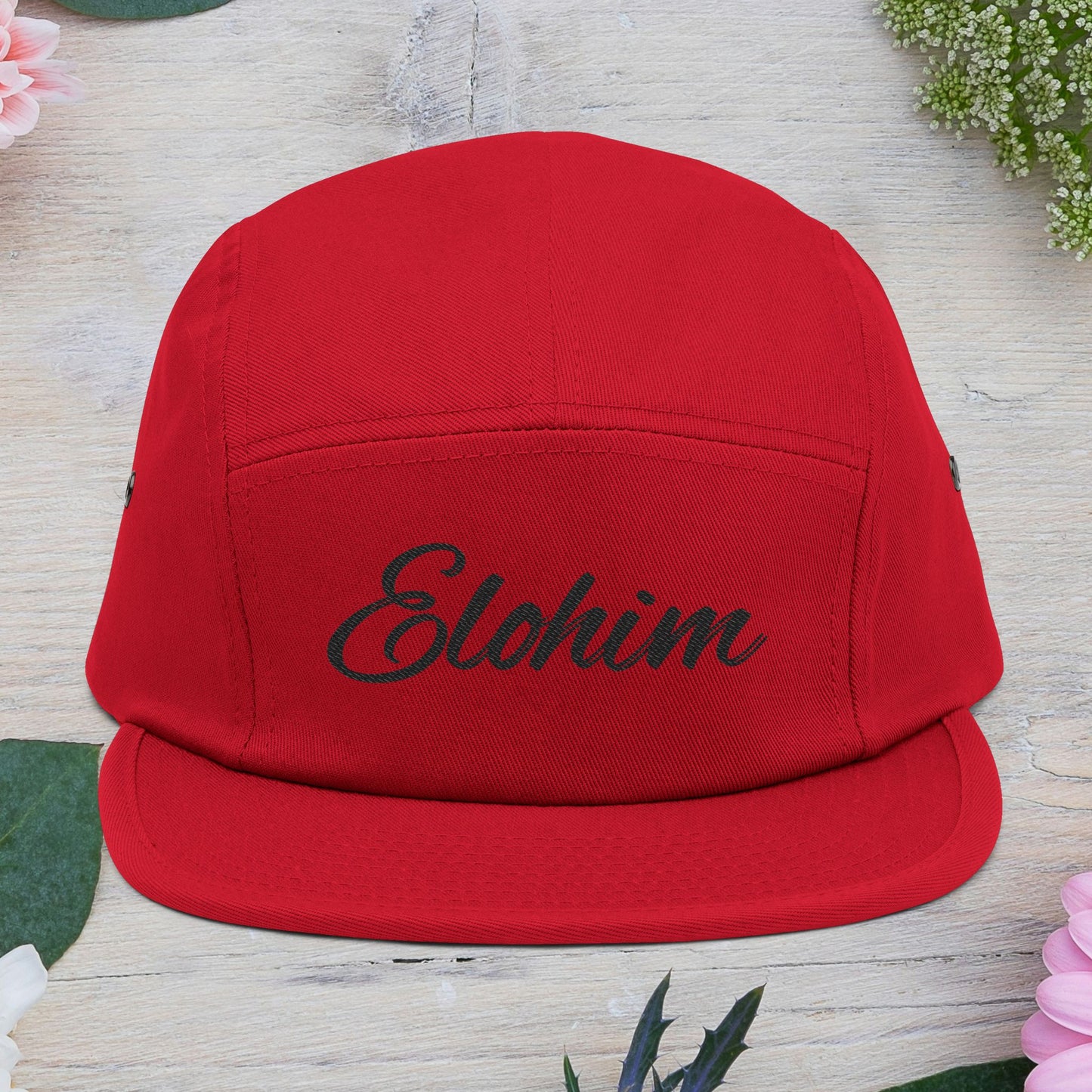 Embroidered 'ELOHIM, GENESIS 1:1'  5 Panel Cap, Trendy Hat, Outdoor Gear, Streetwear Accessory, Unique Gift, Fashion Statement