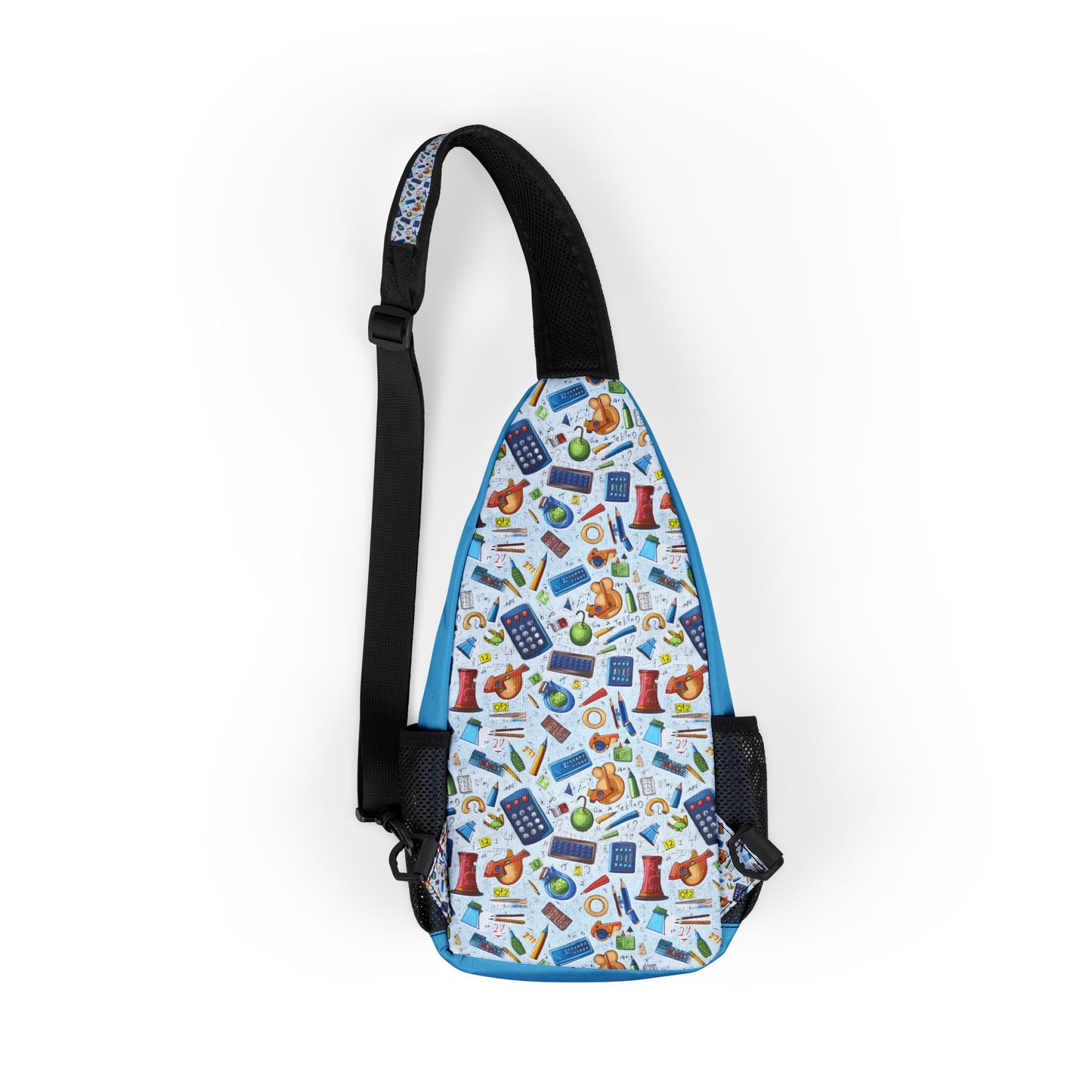 Blue Academic Fun and Functional Chest Bag for Everyday Adventures | Colorful Design with Playful Icons, Cross Body Sling Bag, Chest Bag, Crossbody Backpack, Travel Bag