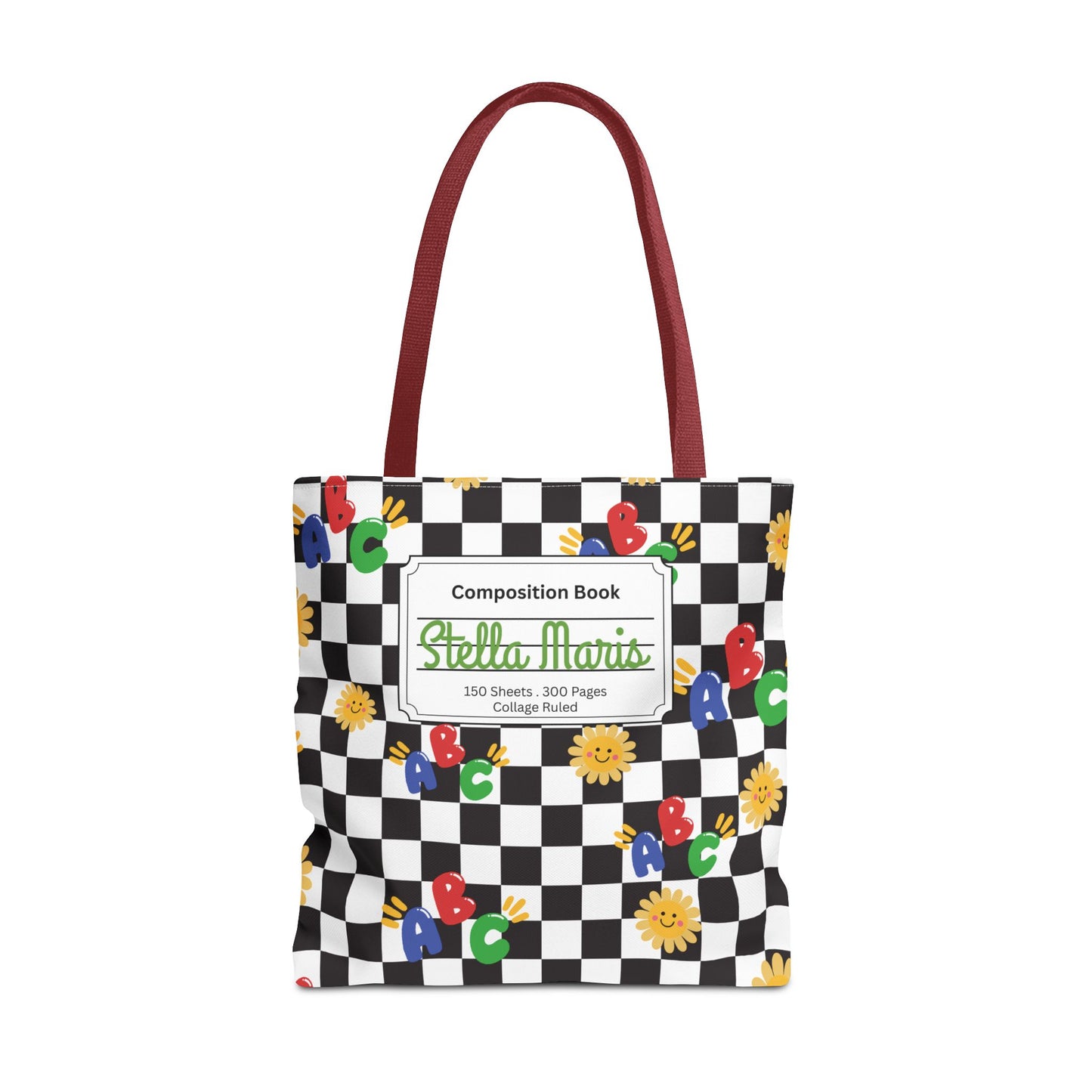 Personalized Schoolyard Chic Composition Book Inspired Tote Bag, Back to School Tote, Teacher Gift, Kids Bag, Custom Name Bag, Educational Accessories, Back to School Tote Bag.