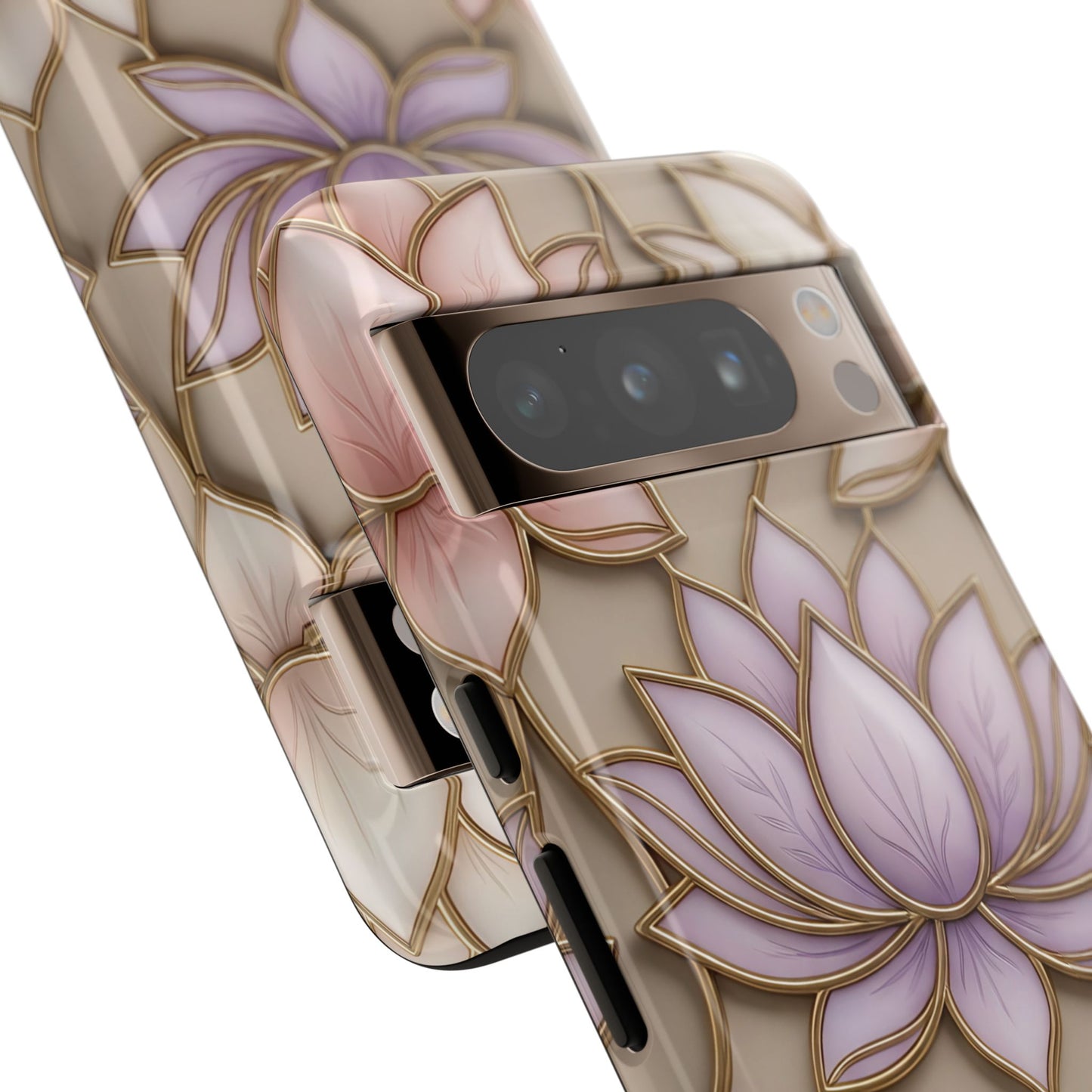 Personalized Lotus Floral Stained Glass Effect Tough Phone Case