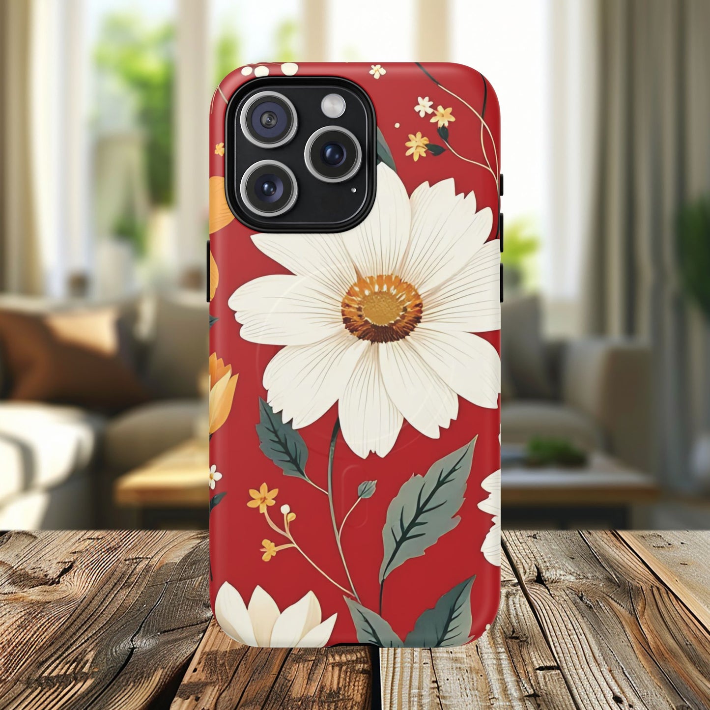 Floral Fusion Tough Magnetic Phone Case | Flower Design, Durable Protective Cover, Gift for Her, Spring Style, Unique Phone Accessory.